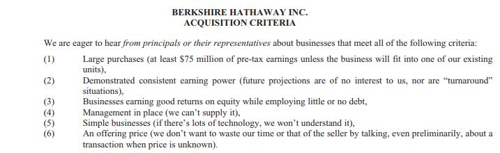 Warren Buffett Kriterien für Aktien